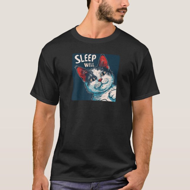 Camiseta Engraçado dormir bem Cat Raglan Beball Tee (Frente)