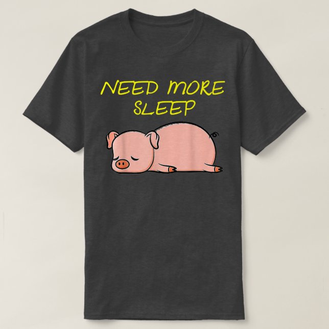 Camiseta Engraçado Dormir Pig Pajama (Frente do Design)