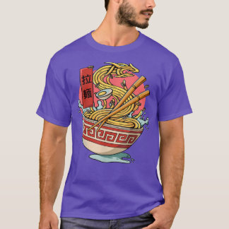 Camiseta Engraçado Dragão Kaiju Ramen Japão Comida de macar