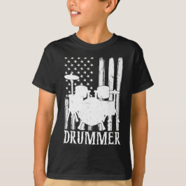 Camiseta Engraçado Drummer Art crianças