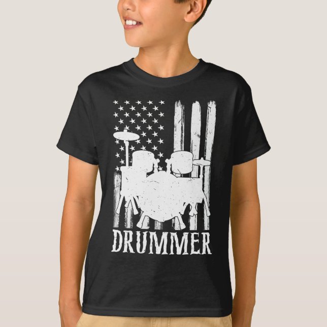 Camiseta Engraçado Drummer Art crianças (Frente)