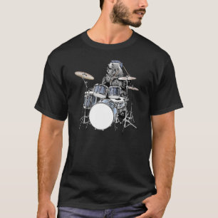 Camiseta Engraçado Drummer Bear Punk Rock & Roll Drumming M