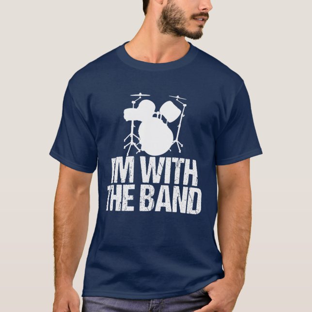 Camiseta Engraçado Drummer, estou com os Tambores de Banda (Frente)