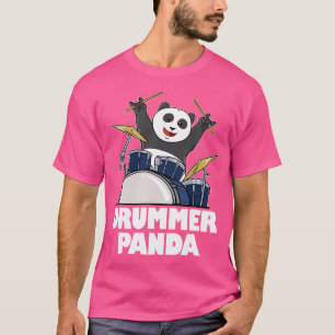 Camiseta Engraçado Drummer Panda Teddy Bear Musico Bassista