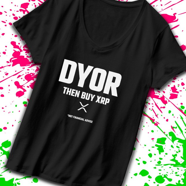 Camiseta Engraçado DYOR Faça Sua Própria Criptomoeda XRP de (Laugh in the face of market volatility with our funny XRP t-shirt! -Teemixer)