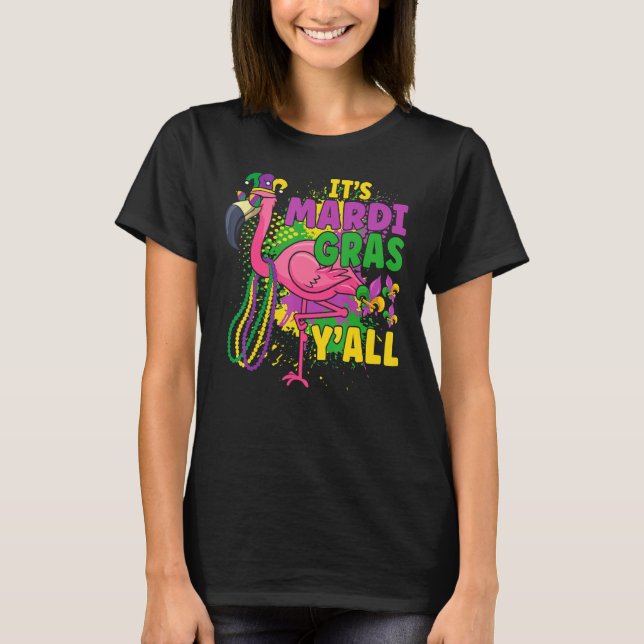 Camiseta Engraçado É Carnaval de Mardi Gras Y Flamingo Idea (Frente)