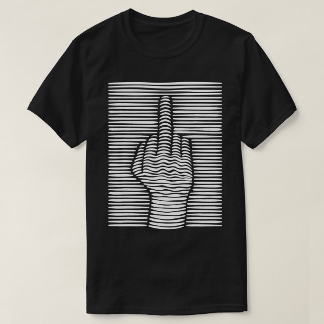 Camiseta Engraçado efeito 3D no indicador médio (Frente do Design)
