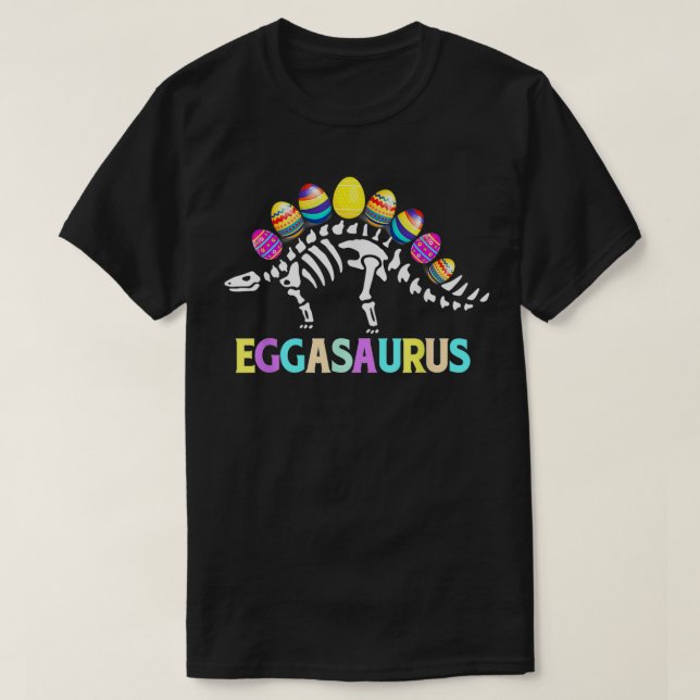 Camiseta Engraçado Eggasaurus Stegosaurus Egg Dino TRe Skel (Frente do Design)