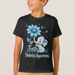 Camiseta Engraçado Elefante Sunflower Ribbon Diabetes Awa