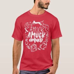 Camiseta Engraçado Elementos das Bruxas Halloween Amuck Amu
