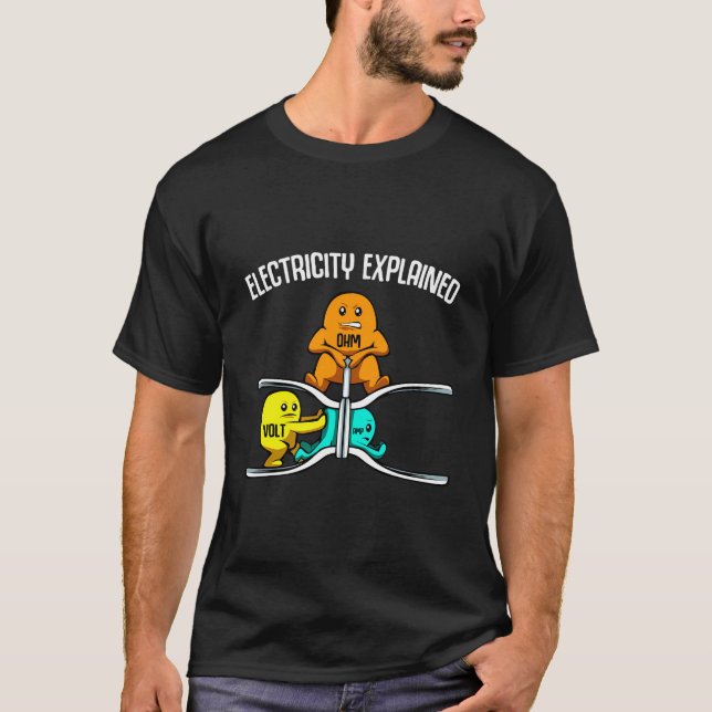 Camiseta Engraçado Eletricidade Explicada Nerd G do Profess (Frente)