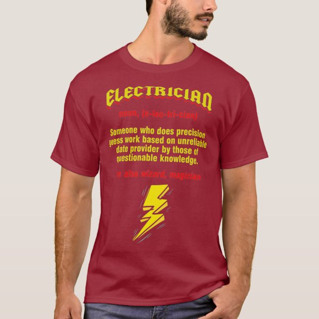 Camiseta Engraçado Elétrico Noun Definition Lineman (Frente)