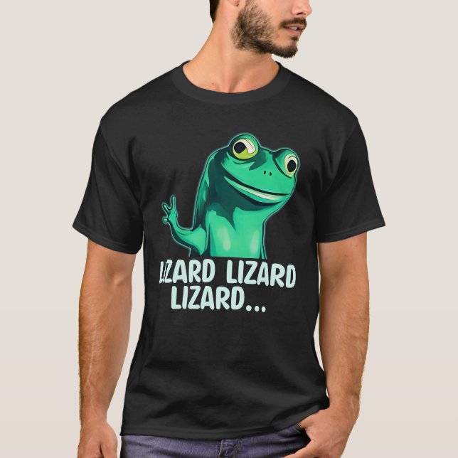 Camiseta Engraçado Elio Lizard Button Meme (Frente)
