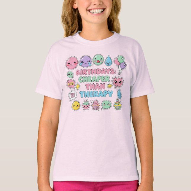 Camiseta Engraçado Emoji Birthday Cote Gráfico (Frente)