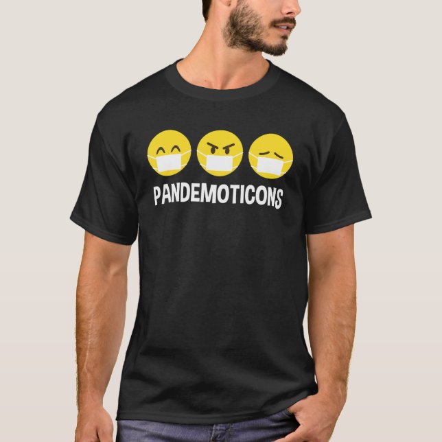 Camiseta Engraçado Emoticons Pandêmicos Feliz Triste (Frente)