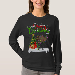 Camiseta Engraçado Emu Bird Lover Xmas Iluminação Emu Natal