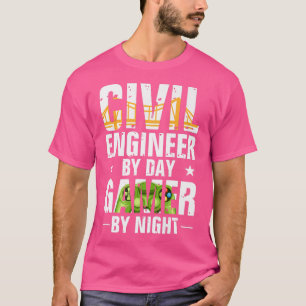 Camiseta Engraçado Engenheiro Civil Por Jogador De Dia Por