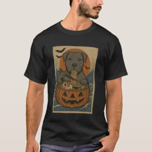 Camiseta Engraçado Engraçado Assustador Pit Bull Abóbora Ra