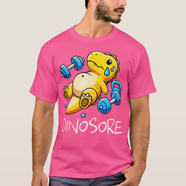 Camiseta Engraçado Engraçado Dinossauro de Malhação de Gym (Frente)