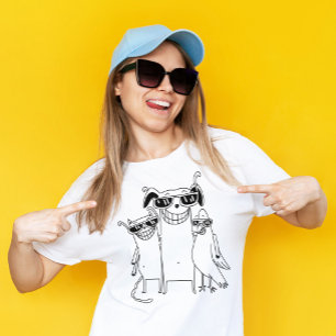 Camiseta Engraçado Engraçado Gangue Cachorro Cachorro Papag