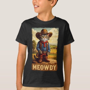 Camiseta Engraçado Engraçado, Gato-De-gato Vintage Cowboy C