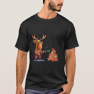 Camiseta Engraçado Engraçado Moose Saindo Folhas