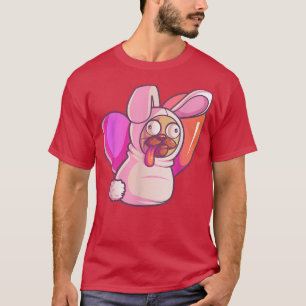 Camiseta Engraçado Engraçado Pug Vestido Como Um Prato Feli