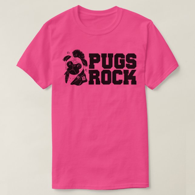 Camiseta Engraçado Engraçado Pugs Rock Pug Owners Rocker (Frente do Design)