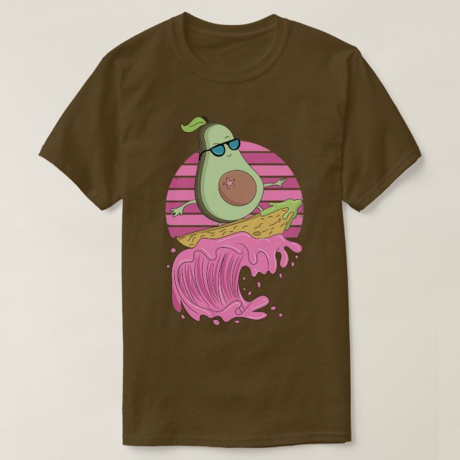 Camiseta Engraçado Engrenado Surfando Avocado Surfar Avocad (Frente do Design)