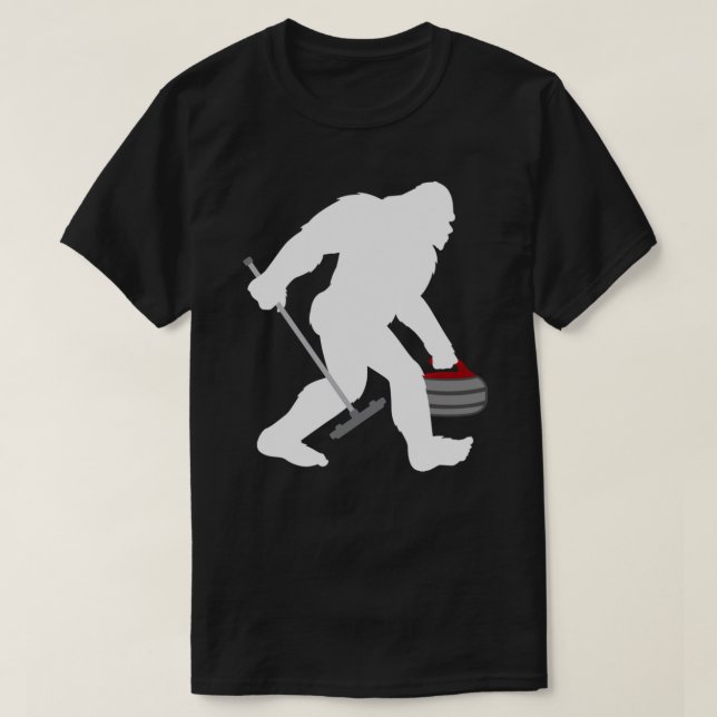 Camiseta Engraçado Enrolação Bigfoot Asquatch Curling Lover (Frente do Design)