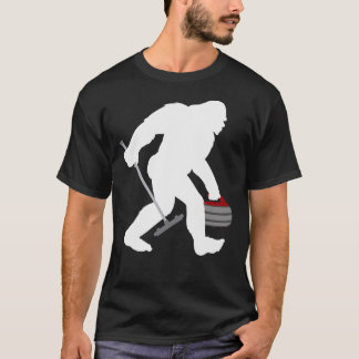 Camiseta Engraçado Enrolação Bigfoot Asquatch Curling Lover