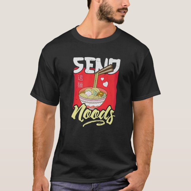 Camiseta Engraçado Enviar Noods Ramen Tee Noodles Japoneses (Frente)