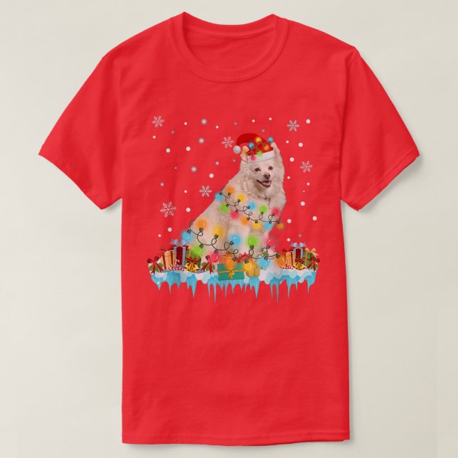 Camiseta Engraçado Eskimo Americano Cachorro Árvore De Nata (Frente do Design)