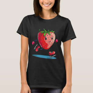 Camiseta Engraçado Esporte De Inverno Morango Em Pé De Gelo