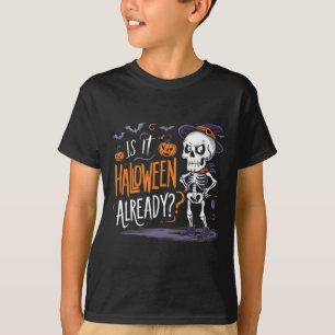 Camiseta Engraçado Esqueleto Fantasma É Halloween Já