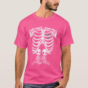 Camiseta Engraçado Esqueleto Gêmeo Dosagem de Gravidez Dosa