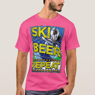 Camiseta Engraçado esqui cerveja repetindo esqui Bebendos e