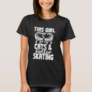 Camiseta Engraçado Esta Garota Funciona Com Gatos E Patins