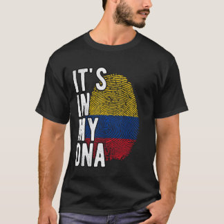 Camiseta Engraçado, está no meu DNA, a bandeira da Colômbia