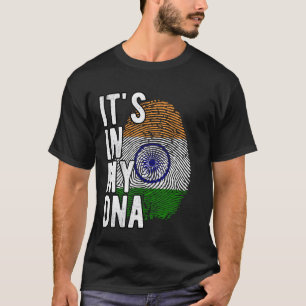 Camiseta Engraçado está no meu DNA, a bandeira da Índia, Fi
