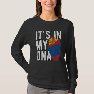 Camiseta Engraçado está no meu DNA, a bandeira da Mongólia,