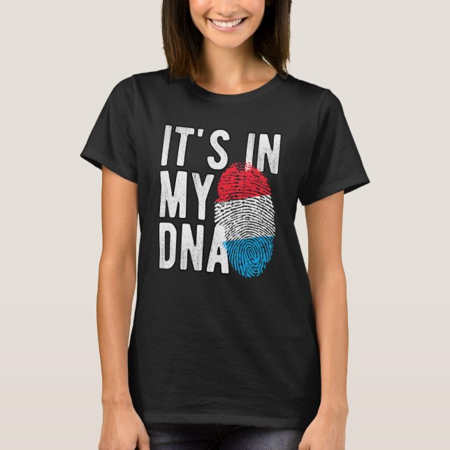 Camiseta Engraçado, está no meu DNA, a bandeira luxemburgue (Frente)