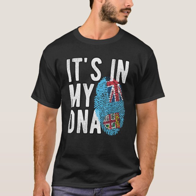 Camiseta Engraçado está no meu DNA Fiji flag Fingerprint (Frente)