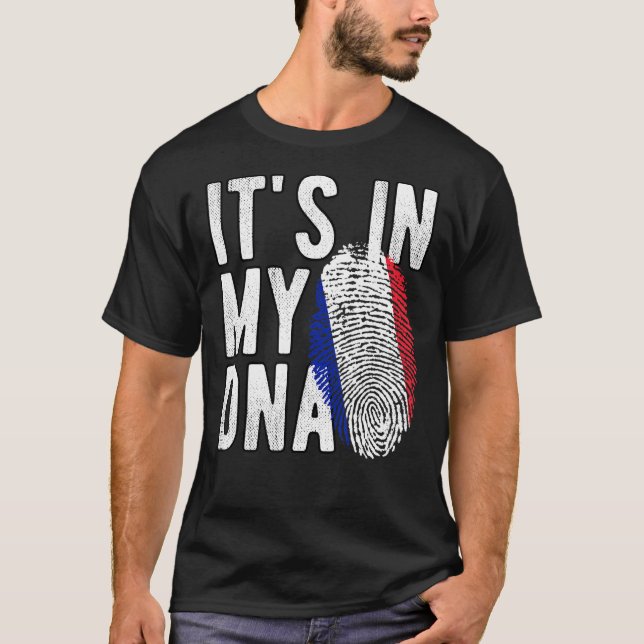 Camiseta Engraçado, está no meu DNA France, bandeira Finger (Frente)