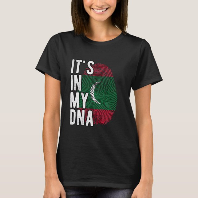 Camiseta Engraçado está no meu DNA Maldives, sinalizador Fi (Frente)