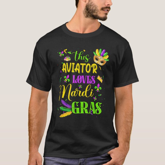 Camiseta Engraçado Este Aviador Adora O Festival Mardi Gras (Frente)