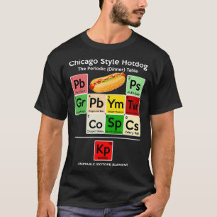 Camiseta Engraçado Estilo Chicago Hot Dog Mesa Periódica 
