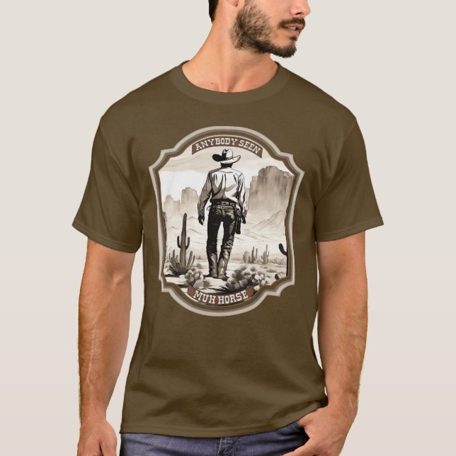 Camiseta Engraçado estoico americano, cowboy ocidental perd (Frente)