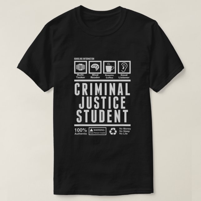 Camiseta Engraçado Estudante de Justiça Criminal Processand (Frente do Design)
