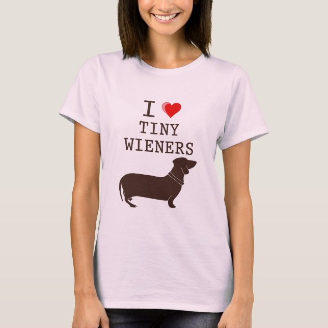 Camiseta Engraçado Eu Adoro Pequeno Wiener Dachshund (Frente)